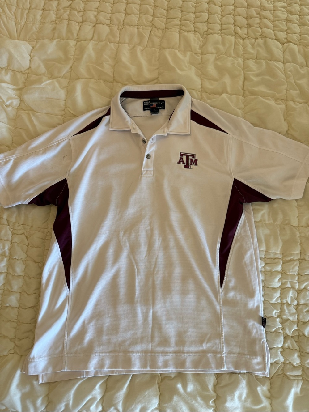 Collegiate White and Maroon Polo with Embroidered Logo